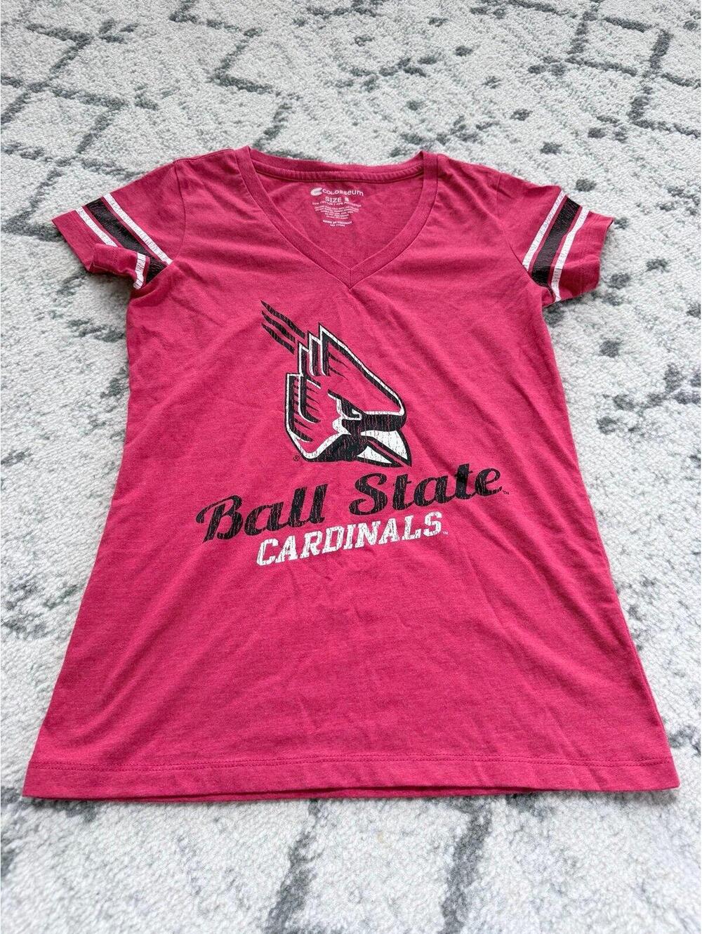 Colosseum Ball State Cardinals V-Neck Graphic Tee